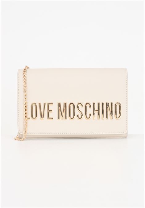Beige women's bag Smart daily maxi golden metal lettering LOVE MOSCHINO | JC4103PP1IKD0110